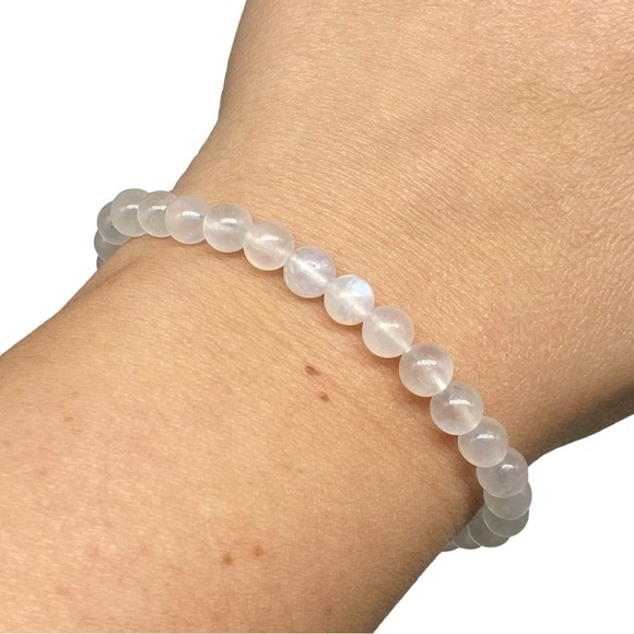 6mm Moonstone Beaded Stretch Bracelet Stone Gemstone Crystal Stretchy - Picture 4 of 5
